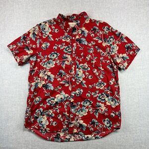 Denim & Supply Ralph Lauren Hawaiian Floral Cotton Shirt Men's XL Red Tropical